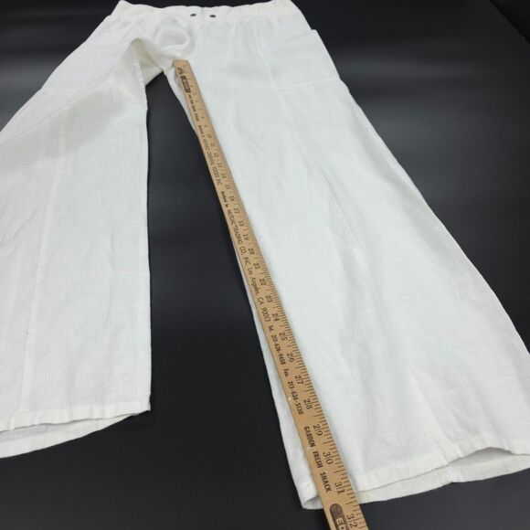EILEEN FISHER 100% Linen Straight Leg Beach Pants White Beachy Lagenlook Minimal - Picture 4 of 10